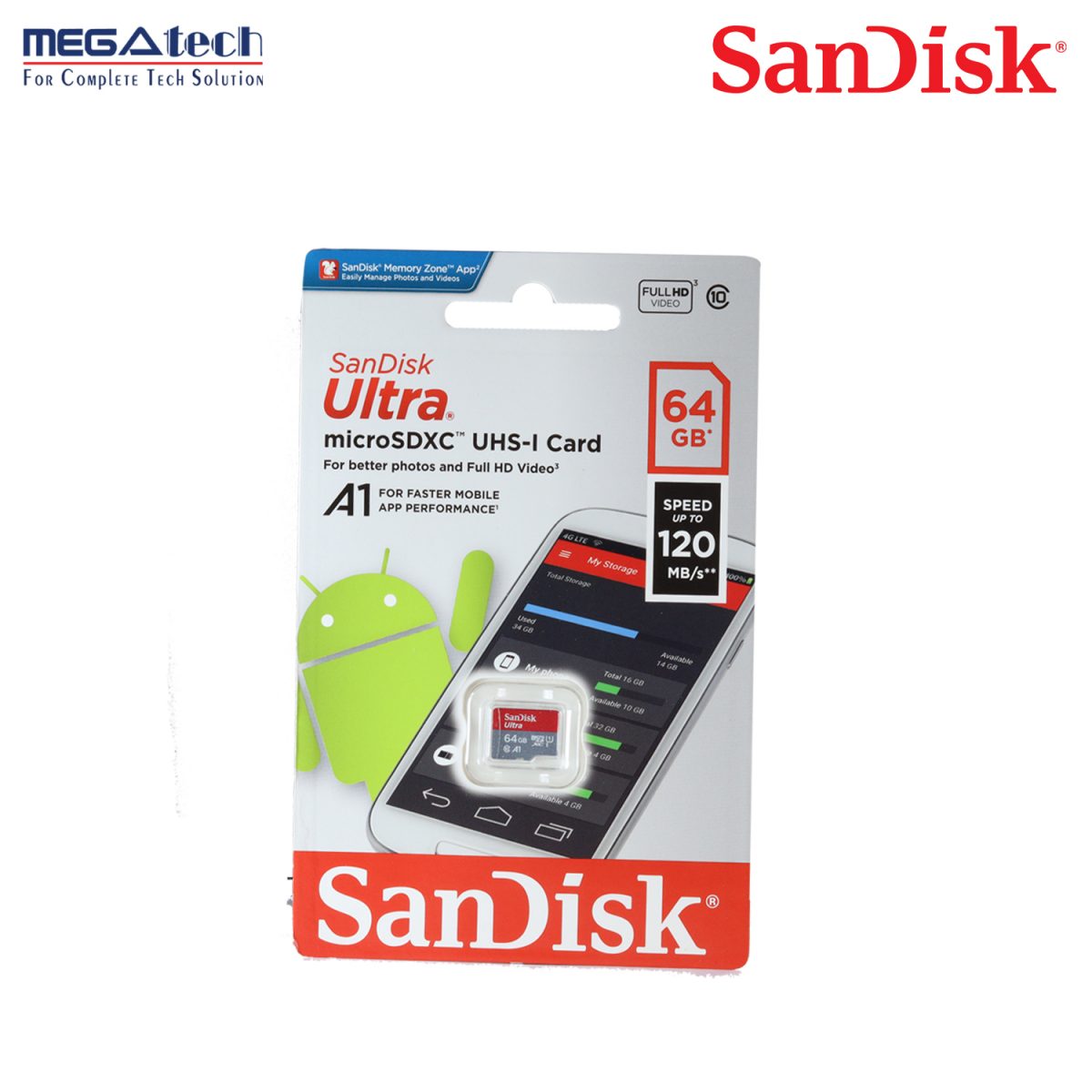 SanDisk 64GB Ultra microSDHC UHS-I Class 10 SD card