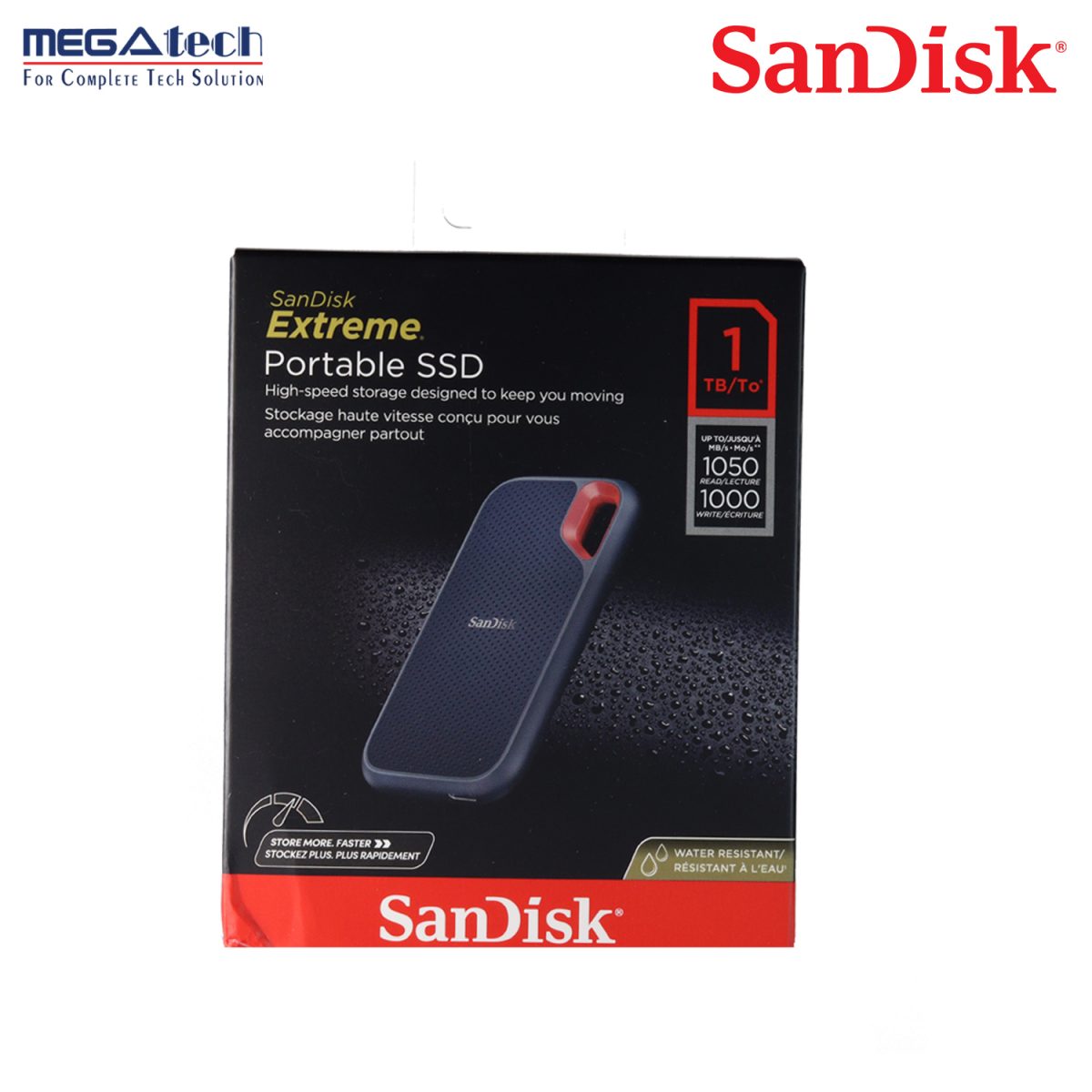 SanDisk Extreme Portable SSD 1 TB  1000MB/s R, for PC & MAC, Color Black