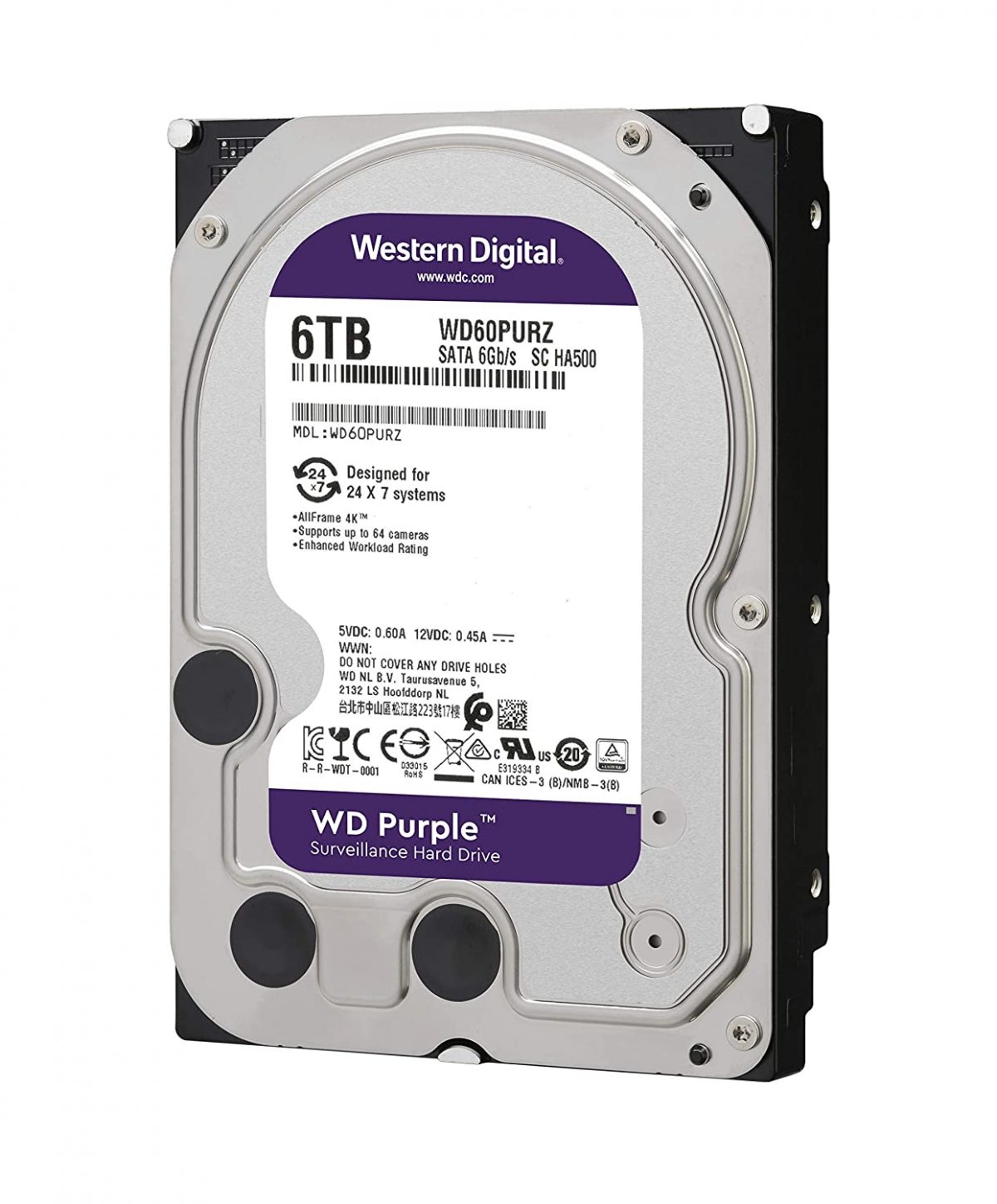 Western Digital 6TB Purple Surveillance Internal Hard Drive